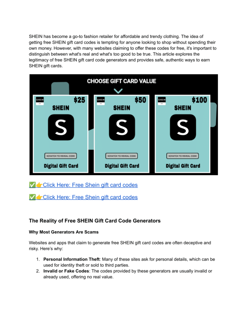 Free Shein Gift Card Generator